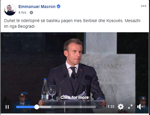 , Macron flet shqip: Të ndërtojmë së bashku paqen mes Kosovës dhe Serbisë