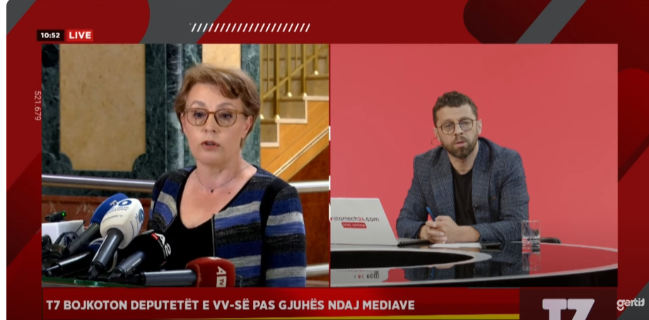Moderatori i T7 ia ndal zërin Donika Gërvallës kur flet para mediave për shkak të qasjes së pushtetit të Kurtit ndaj gazetarëve