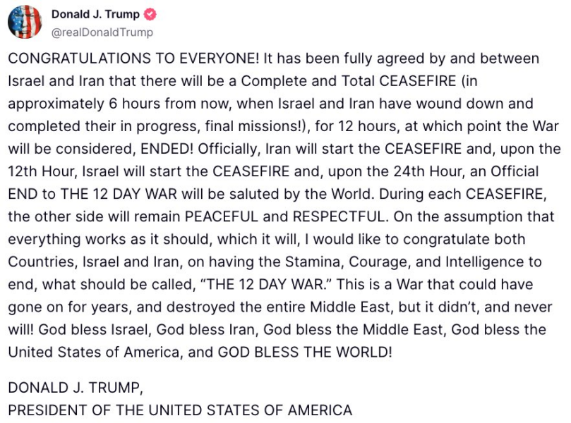 E fundit/ Trump njofton se është arritur armëpushim mes Izraelit dhe Iranit